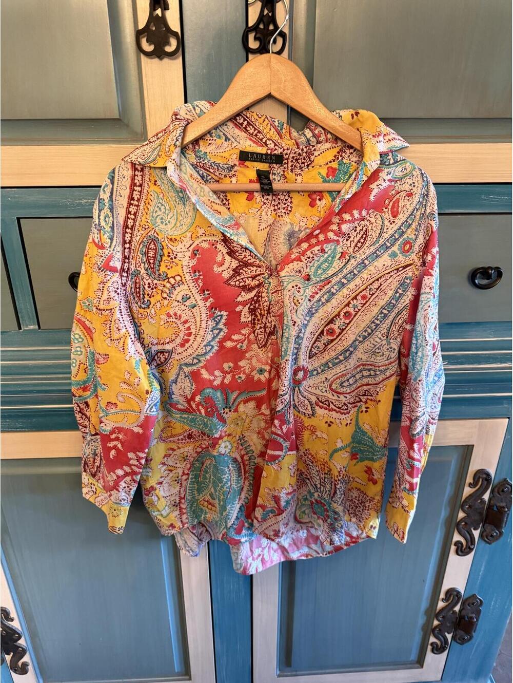 Lauren Ralph Lauren XL Paisley Print Cotton Button-Up Shirt